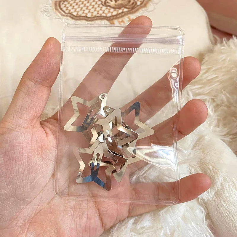 50pcs Y2K Silver Hair Clip Women Girls Metal Star Headwears Barrette Sweet Punk Snap Bobby Pins Hairclips Accessories